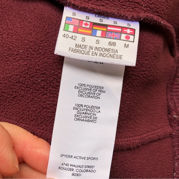 Spyder Core Maroon Full Zip Waffle Knit Embroidered Jacket Women’s Small NWOT - Picture 7 of 11